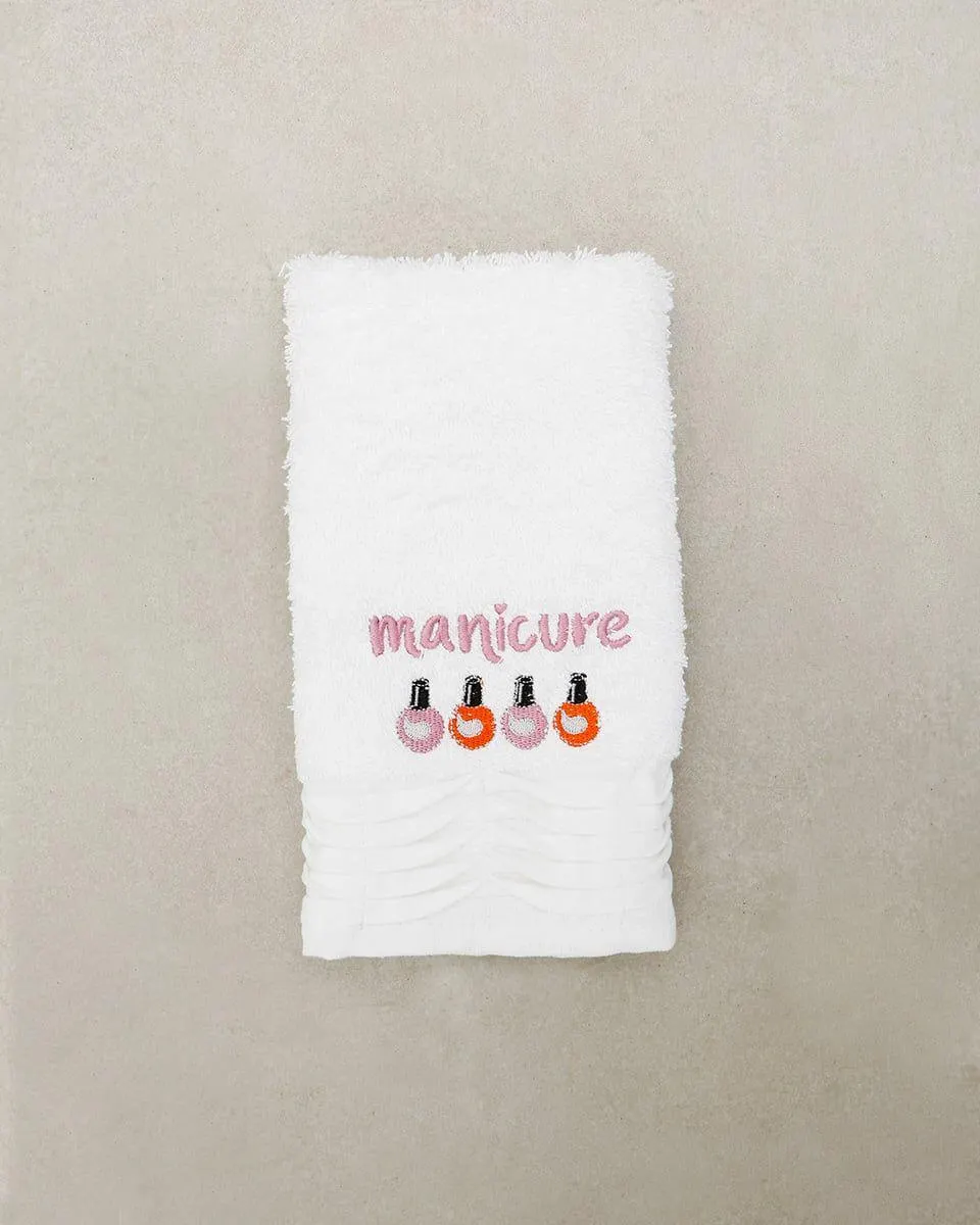 Βαμβακερη Πετσετα Χειρος Μανικιουρ με Κεντημα Manicure