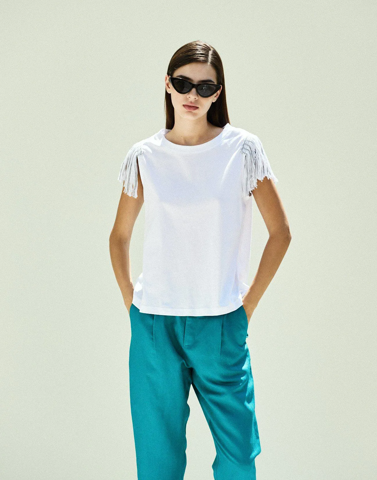 Αμάνικο t-shirt με κρόσσια