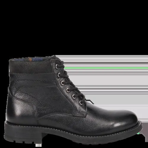 Μαύρο δερμάτινο ανδρικό μποτάκι JM7692-14