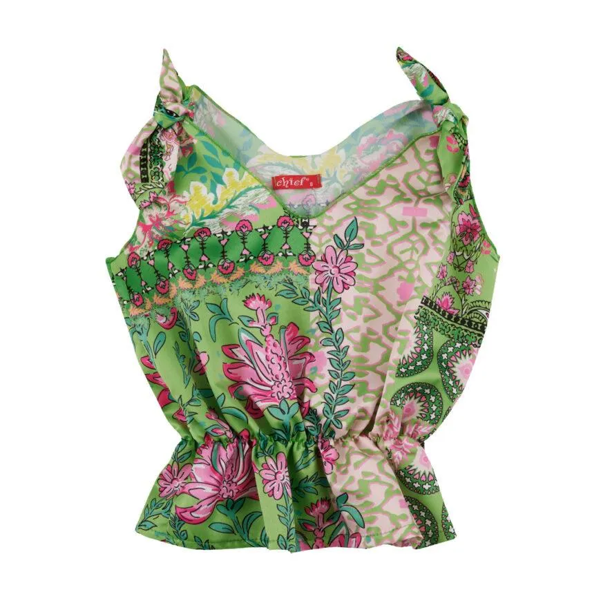 Μπλούζα καλοκαιρινή για κορίτσι σε πράσινο χρώμα με εμπριμέ σχέδιο -41.5006