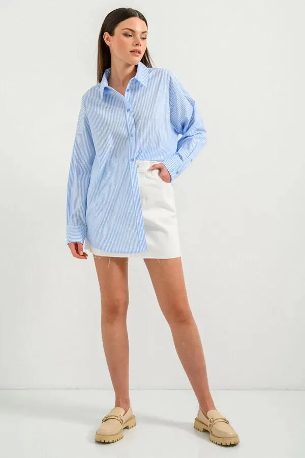 Μίνι ντένιμ φούστα με ξέφτια