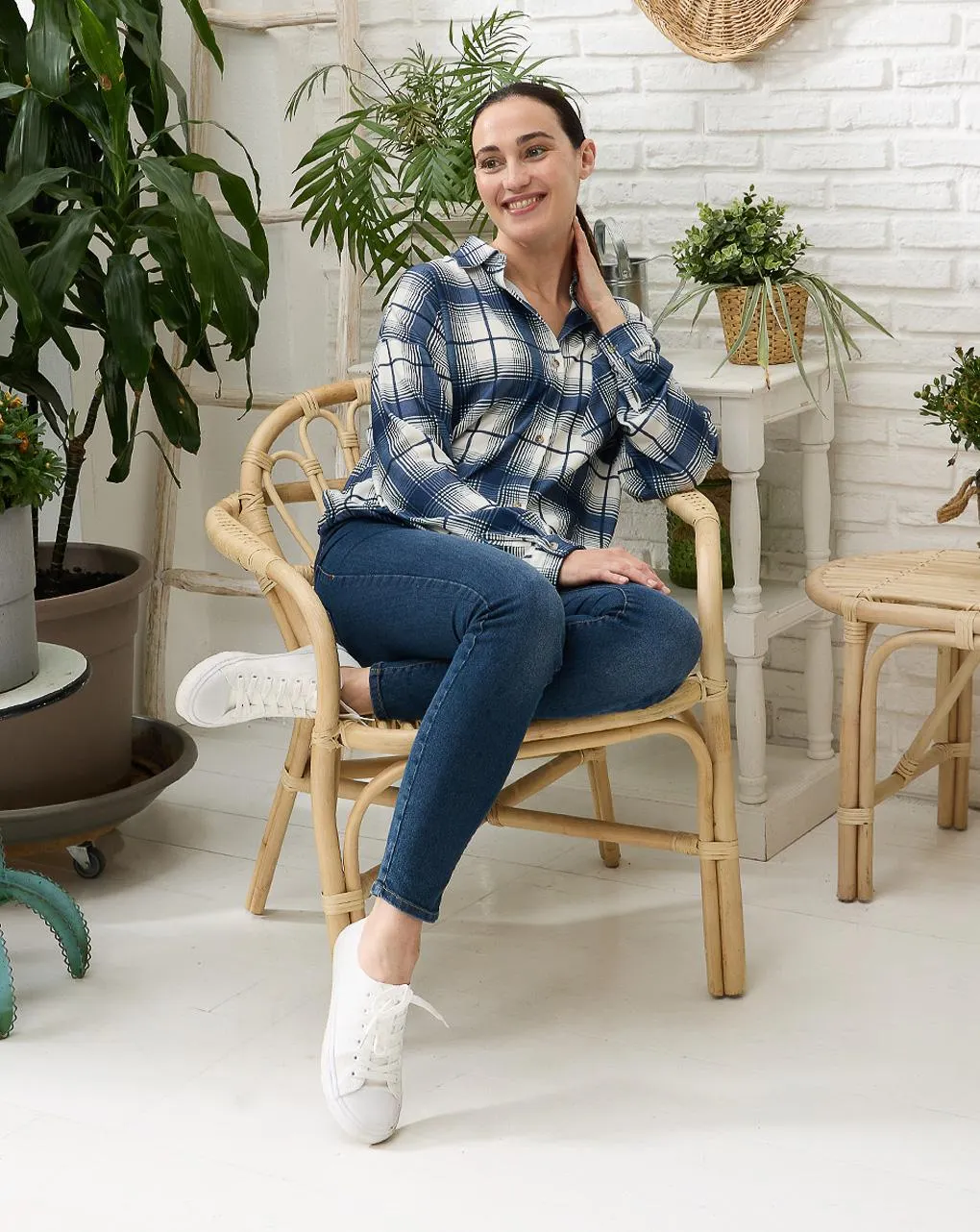 Γυναικείο πουκάμισο εγκυμοσύνης/θηλασμού μπλε καρό