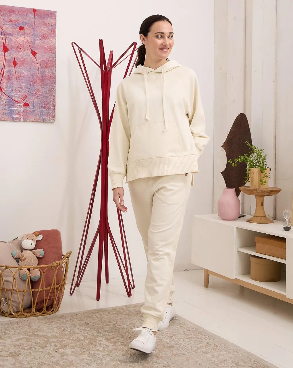 Γυναικεία μπλούζα φούτερ εγκυμοσύνης ιβουάρ