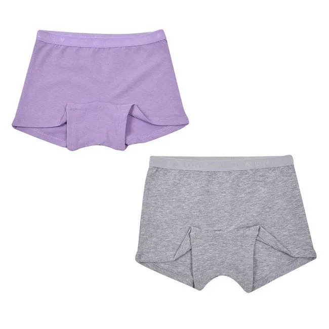 Σετ Μπόξερ Παιδικό Γκρι Μωβ Λάστιχο Love - 2 τμχ.