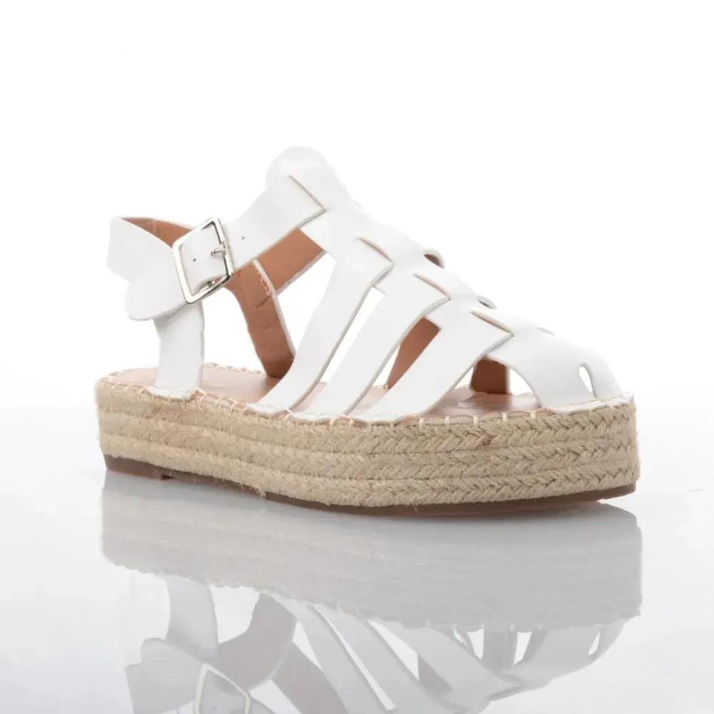 Γυναικεία λευκά σανδάλια με λουράκια Famous