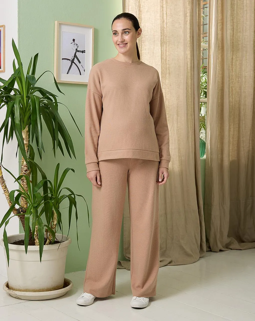 Γυναικεία μπλούζα φούτερ εγκυμοσύνης μπεζ