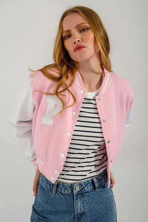 Κροπ college ζακέτα με διχρωμία