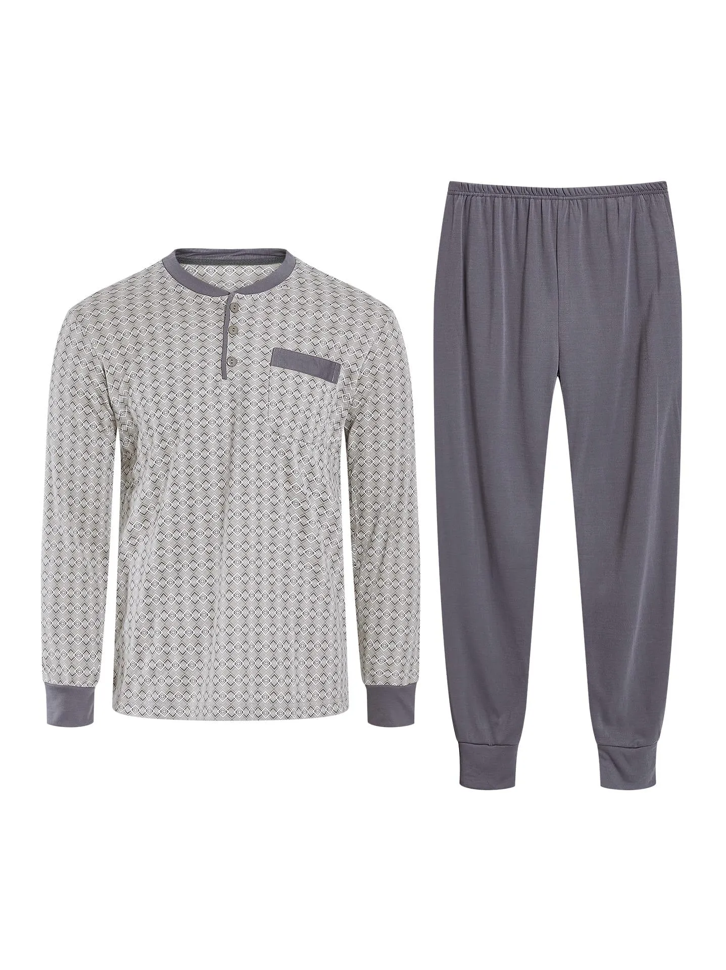 Εμπριμέ ανδρικό σετ πιτζάμας σε γκρι