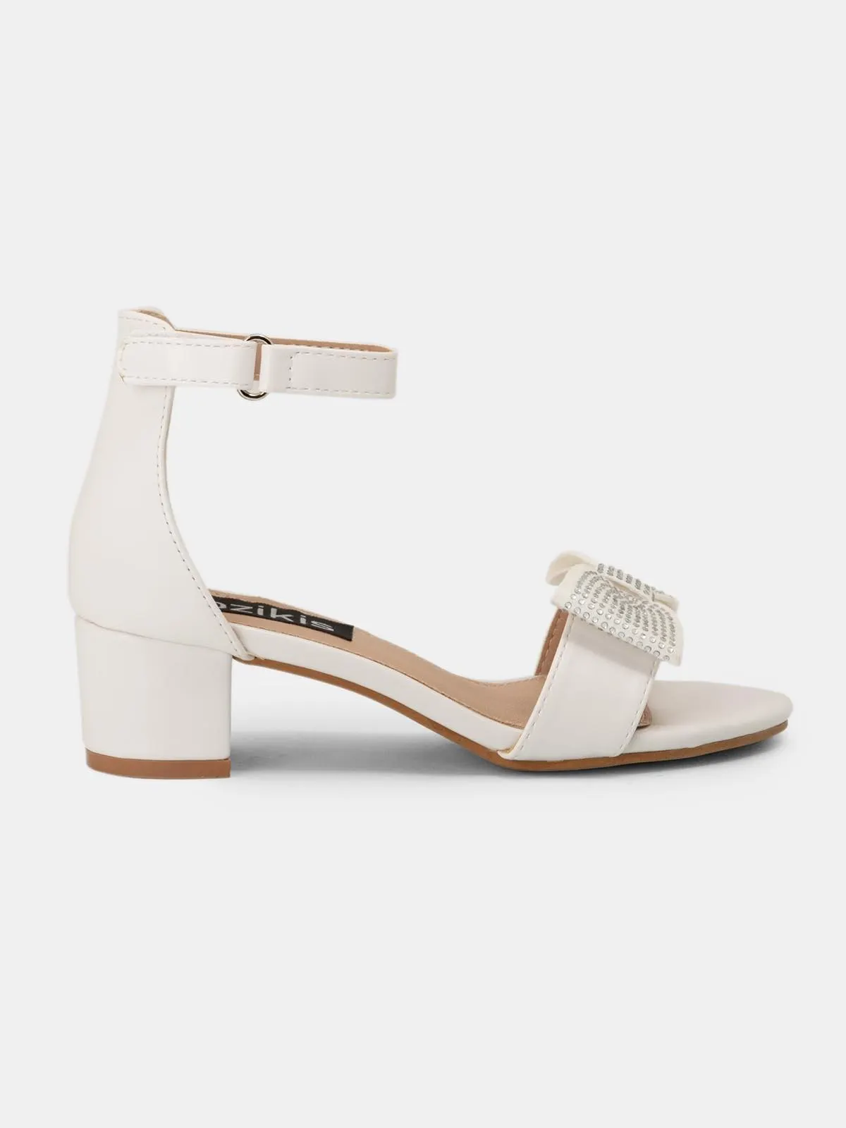 Παιδικά πέδιλα με τακούνι, μπαρέτα & φάσα με strass φιόγκο