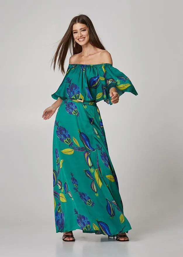 Off shoulder φλοράλ κροπ τοπ