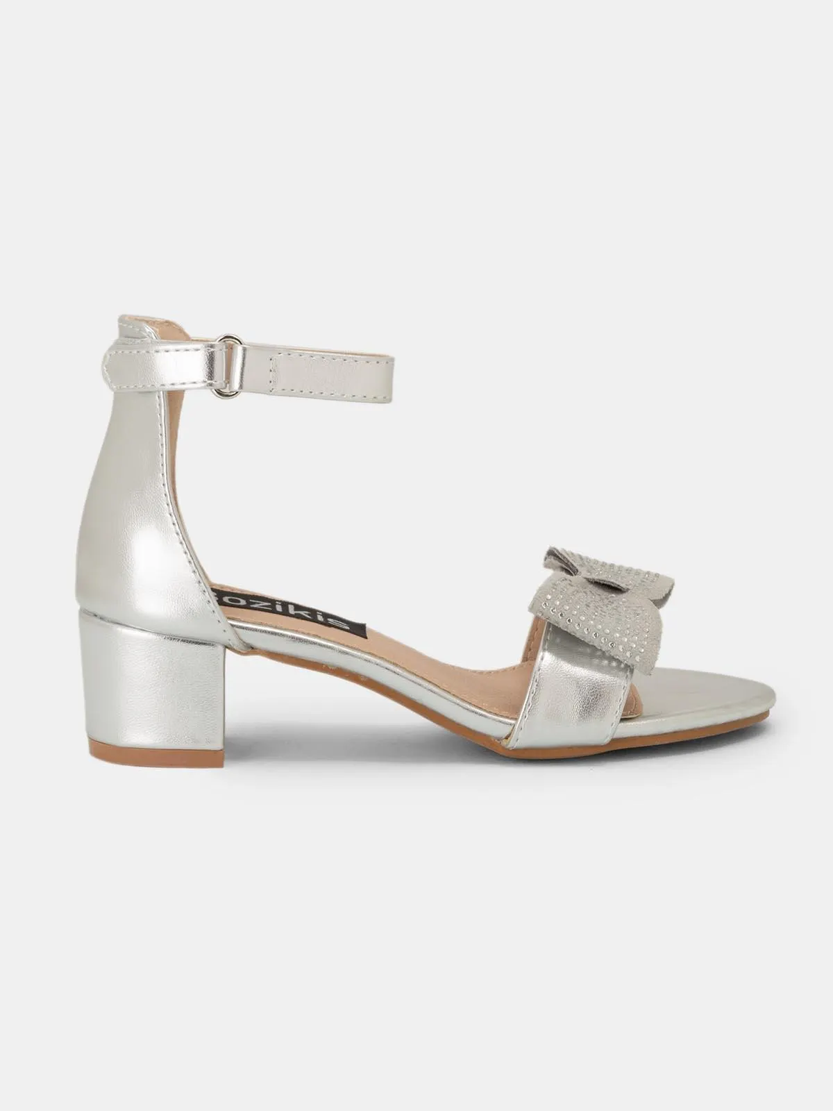 Παιδικά πέδιλα με τακούνι, μπαρέτα & φάσα με strass φιόγκο