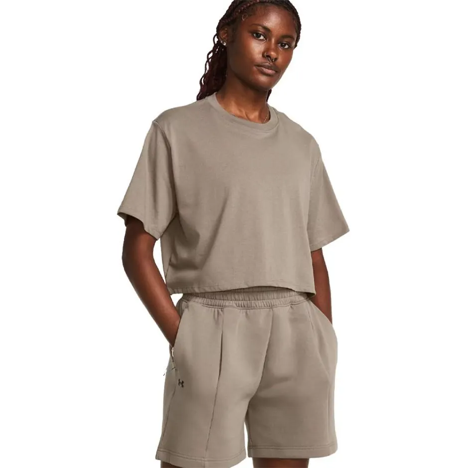 Γυναικεία Κοντομάνικη Μπλούζα Μπεζ - Under Armour Campus Boxy Crop