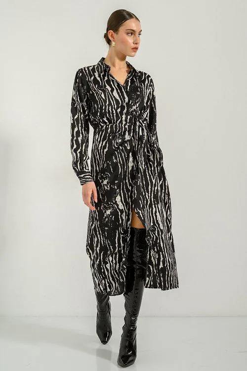 Midi σεμιζιέ φόρεμα με print