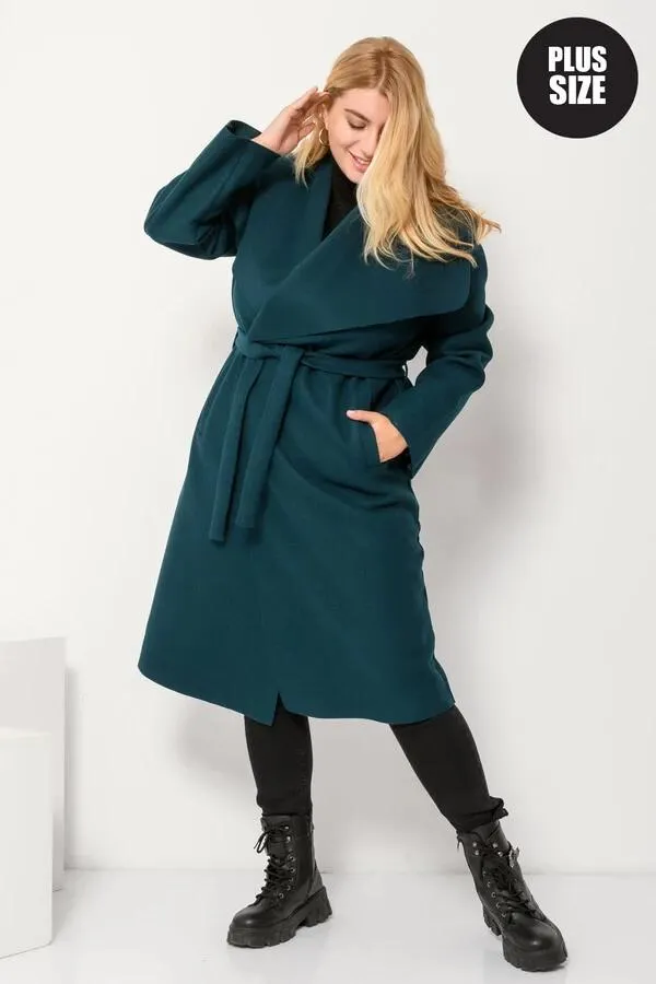 Παλτό με μεγάλο γιακά και ζώνη