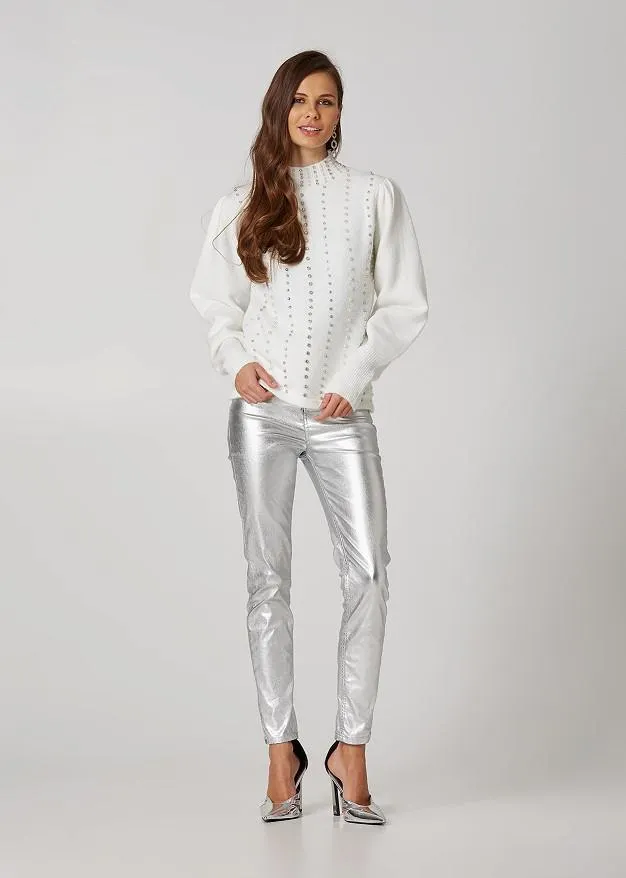 Πλεκτό πουλόβερ με διακοσμητικά στοιχεία