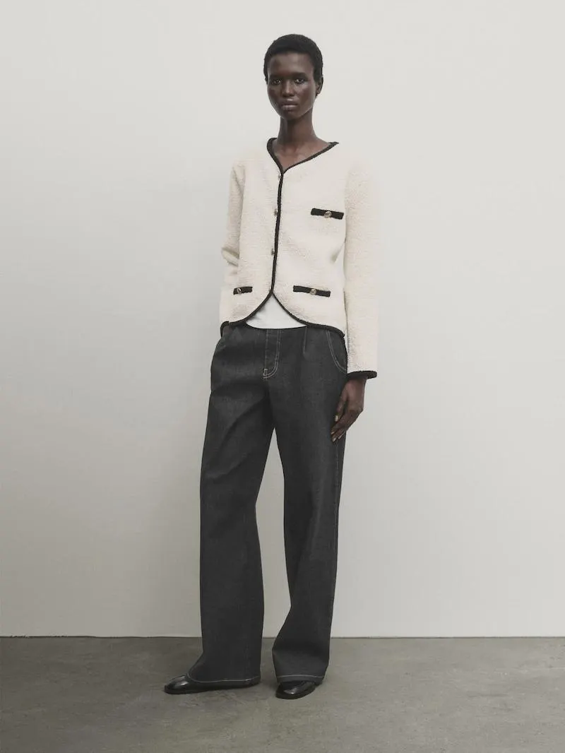 Chaqueta punto estructura contraste