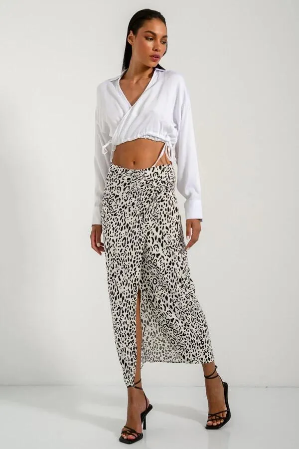 Midi φούστα με leopard print