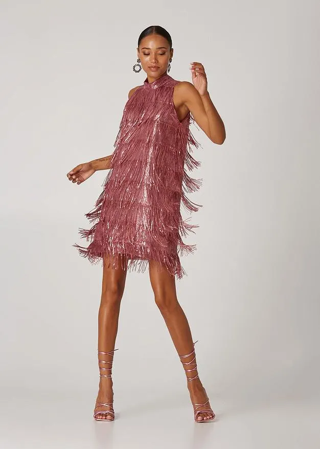 Μίνι φόρεμα με κρόσια από παγιέτα