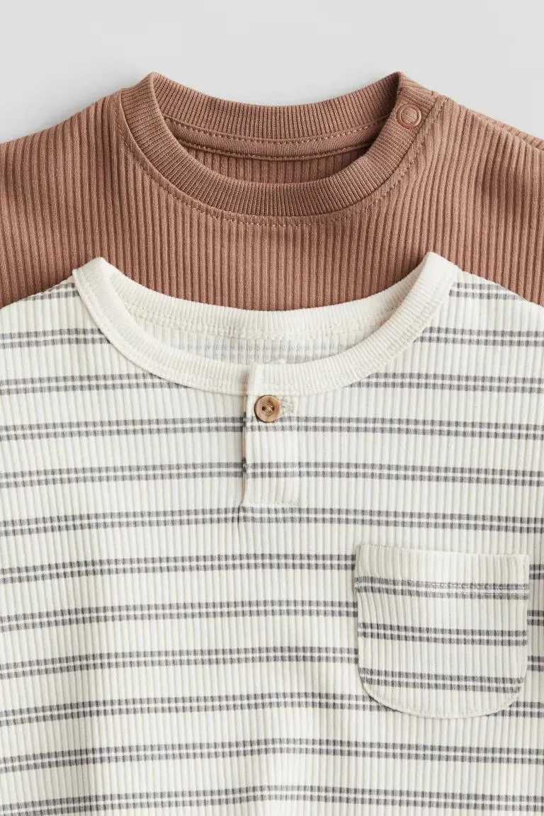 Σετ με 2 ζέρσεϊ μπλούζες με πλέξη ριμπ