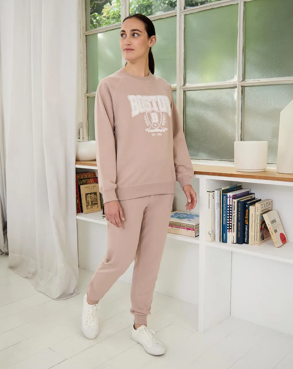 Γυναικεία μπλούζα φούτερ εγκυμοσύνης/θηλασμού ροζ boston