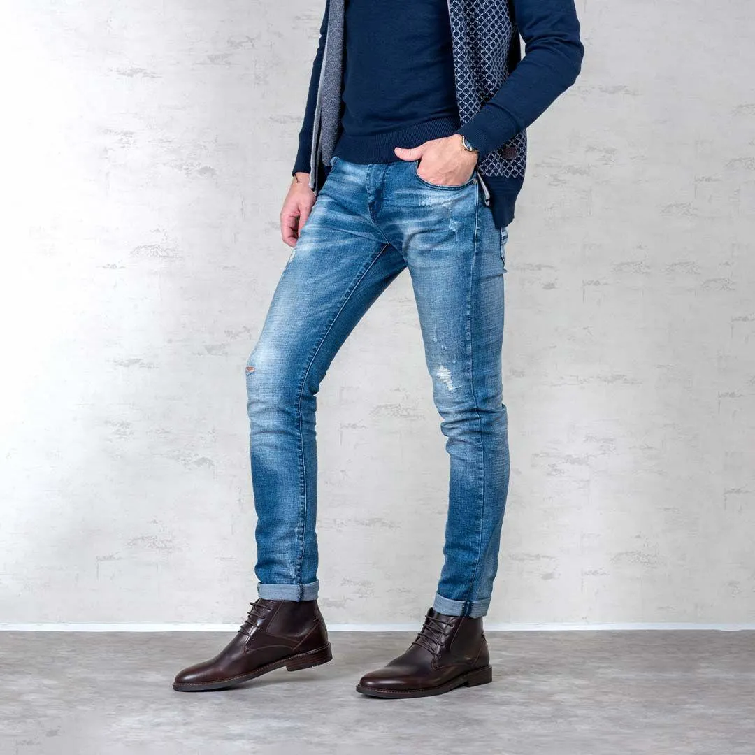 Ανδρικά μποτάκια BOZIKIS Leather με κορδόνια