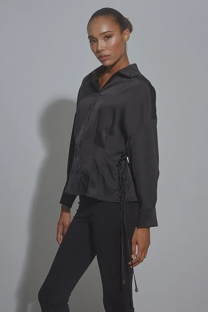 Satin shirt with crossed design