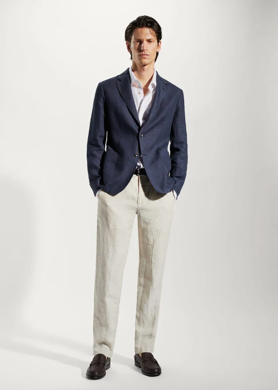 100% linen micro-houndstooth jacket