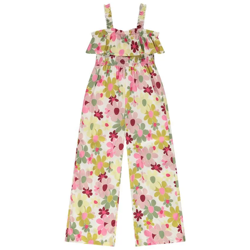 Combi μακρύ smocked flounce με σχέδιο λουλούδια για κορίτσι