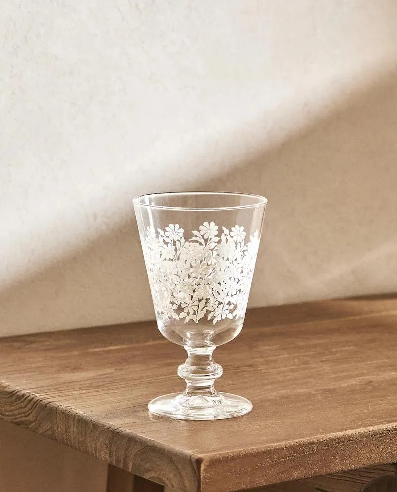 GLASS WITH FLORAL PRINT
