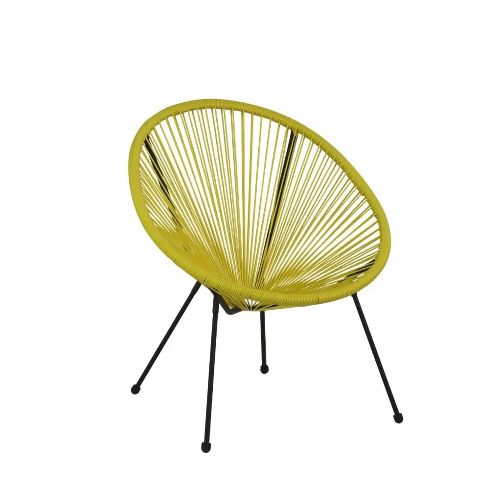 ACAPULCO Πολυθρόνα σαλονιού κήπου - βεράντας 70x70x82εκ. Κίτρινο Ratan