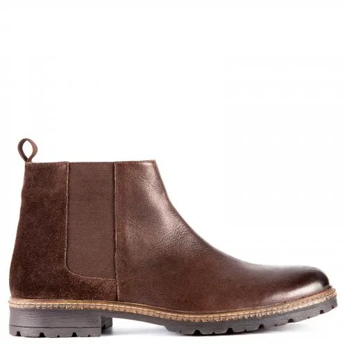 Καφέ δερμάτινο ανδρικό μποτάκι UV032-M12