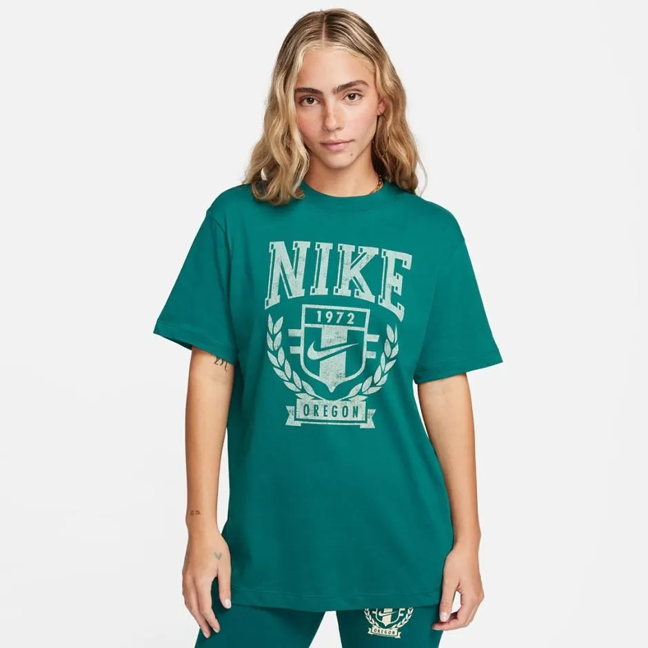 Γυναικεία Κοντομάνικη Μπλούζα Πετρόλ - Nike Sportswear