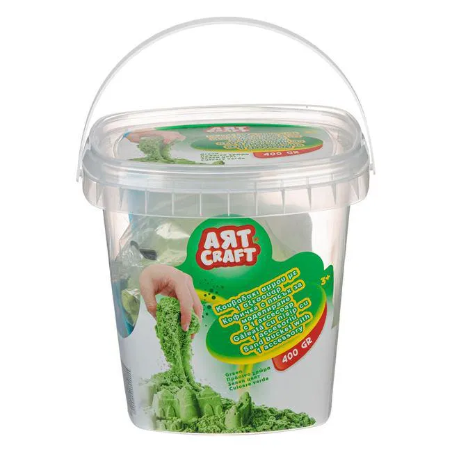 Άμμος Χειροτεχνίας Κουβάς Πράσινο Χρώμα & Φτυαράκι 400g