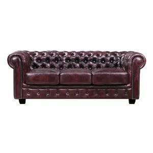 CHESTERFIELD-689 3-S Leather Antique Red