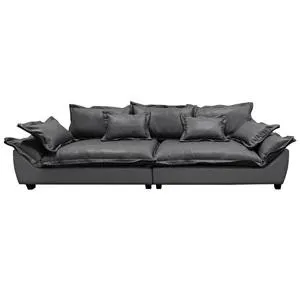 DARBY 4-Seater Sofa Dark Grey Nabuk Fabric