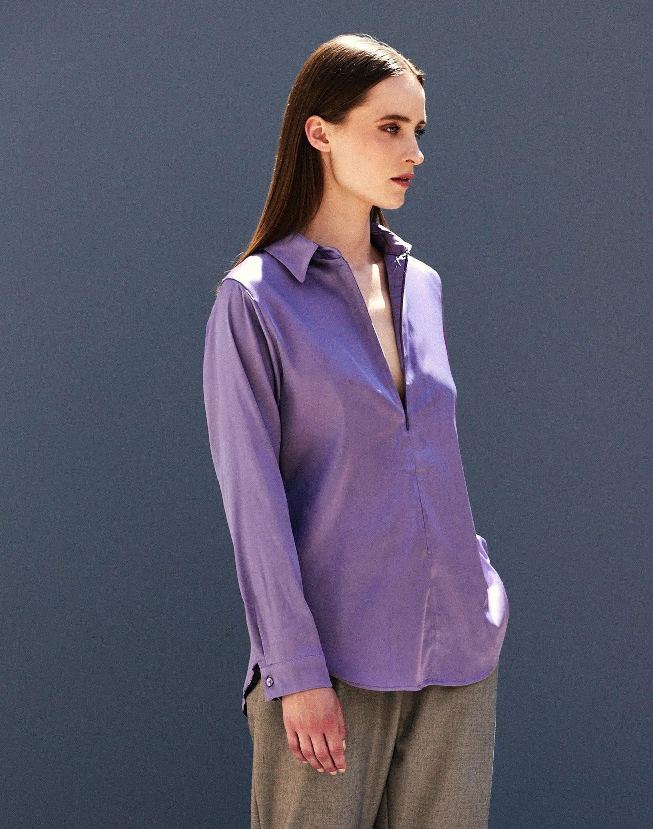 Πουκάμισο σατέν με φερμούαρ