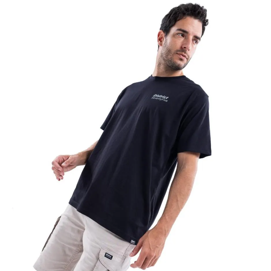 District75 Μαύρο - Ανδρική Κοντομάνικη Μπλούζα