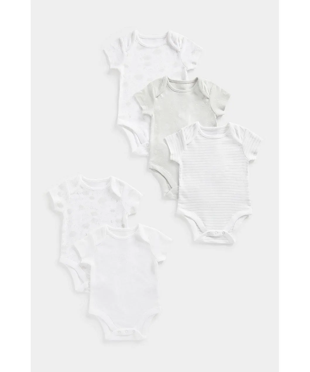 λευκά κοντομάνικα κορμάκια - σετ των 5