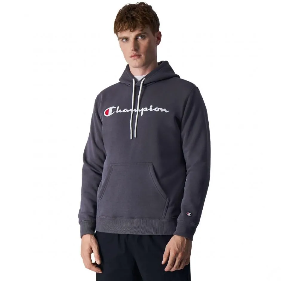 Champion Embroidered Script Logo Ανθρακί - Ανδρική Μπλούζα Φούτερ
