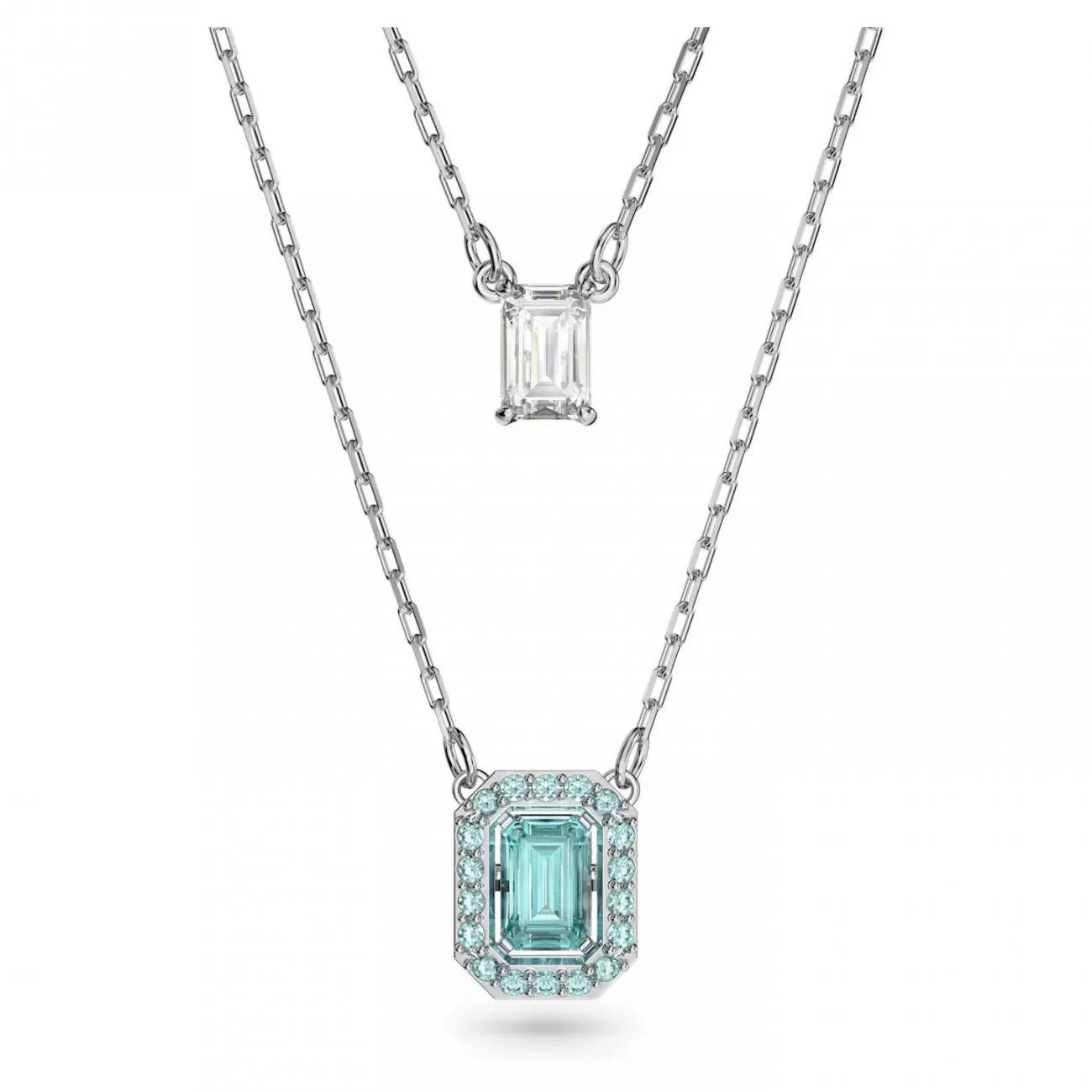 Διπλό κολιέ Millenia Οκταγωνική κοπή, Επιμετάλλωση ροδίου