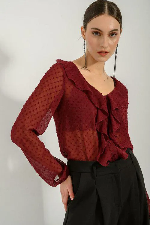 See- through πουά πουκάμισο