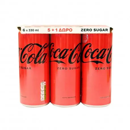 Coca cola αναψυκτικό zero - χωρίς ζάχαρη (330ml) (5+1)