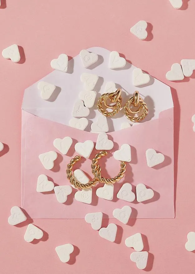 Σετ γεωμετρικοί κρίκοι με carved look