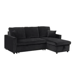 MONTREAL Reversible Storage Corner Sofabed Microfiber Black