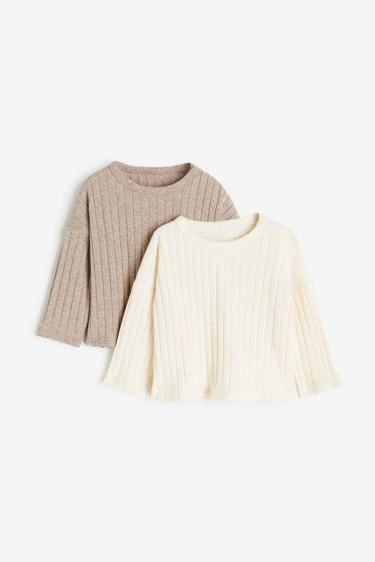 Σετ με 2 μπλούζες με πλέξη ριμπ