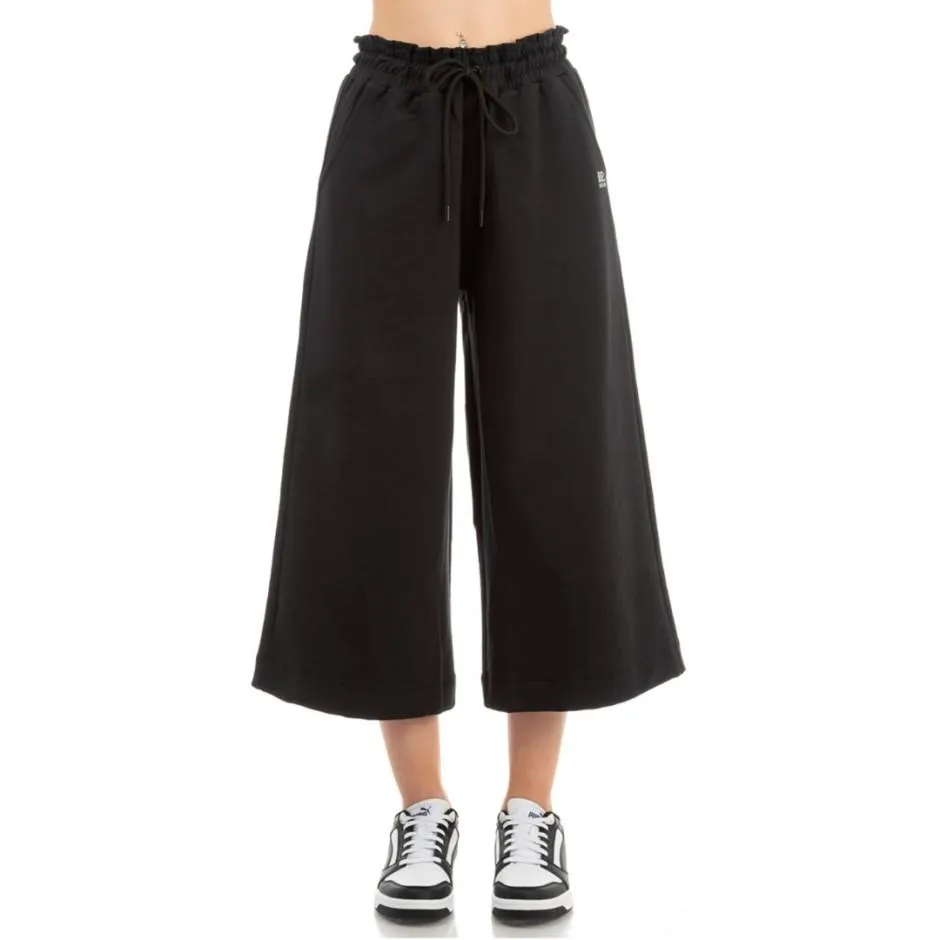 Γυναικείο Παντελόνι Μαύρο - Be:Nation Terry Cropped Wide Leg