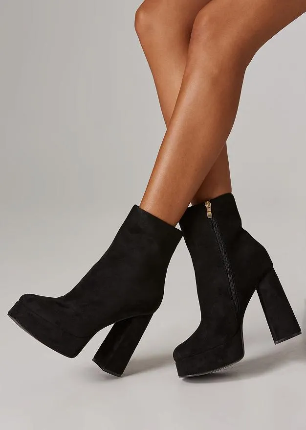 Σουέντ μαύρα μποτάκια πλατφόρμες