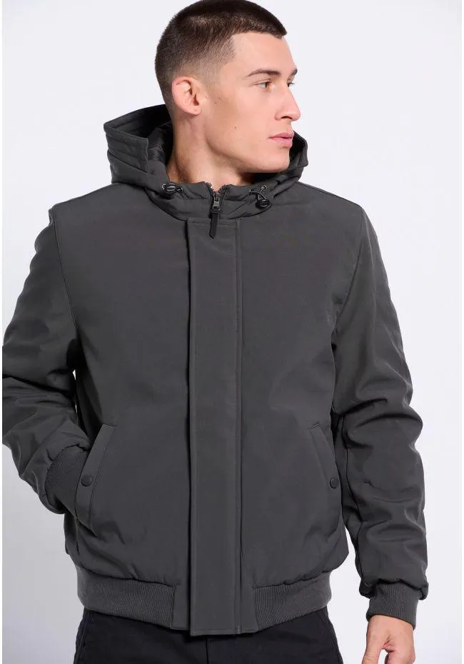 Ανδρικό bomber μπουφάν με κουκούλα