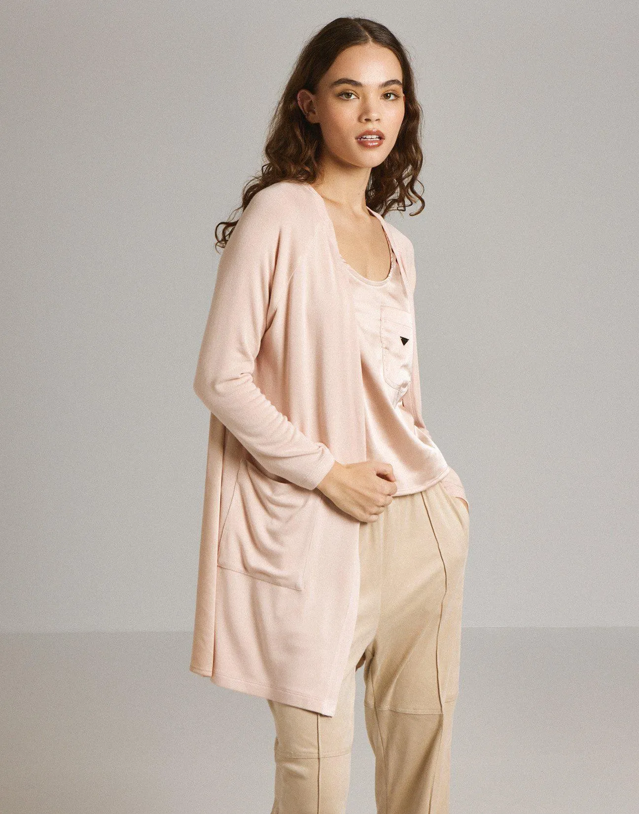 Μακριά ζακέτα με συνδυασμό