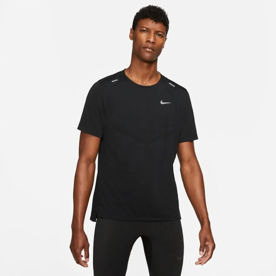 Nike Rise 365 Μαύρο - Ανδρική Κοντομάνικη Μπλούζα για Τρέξιμο